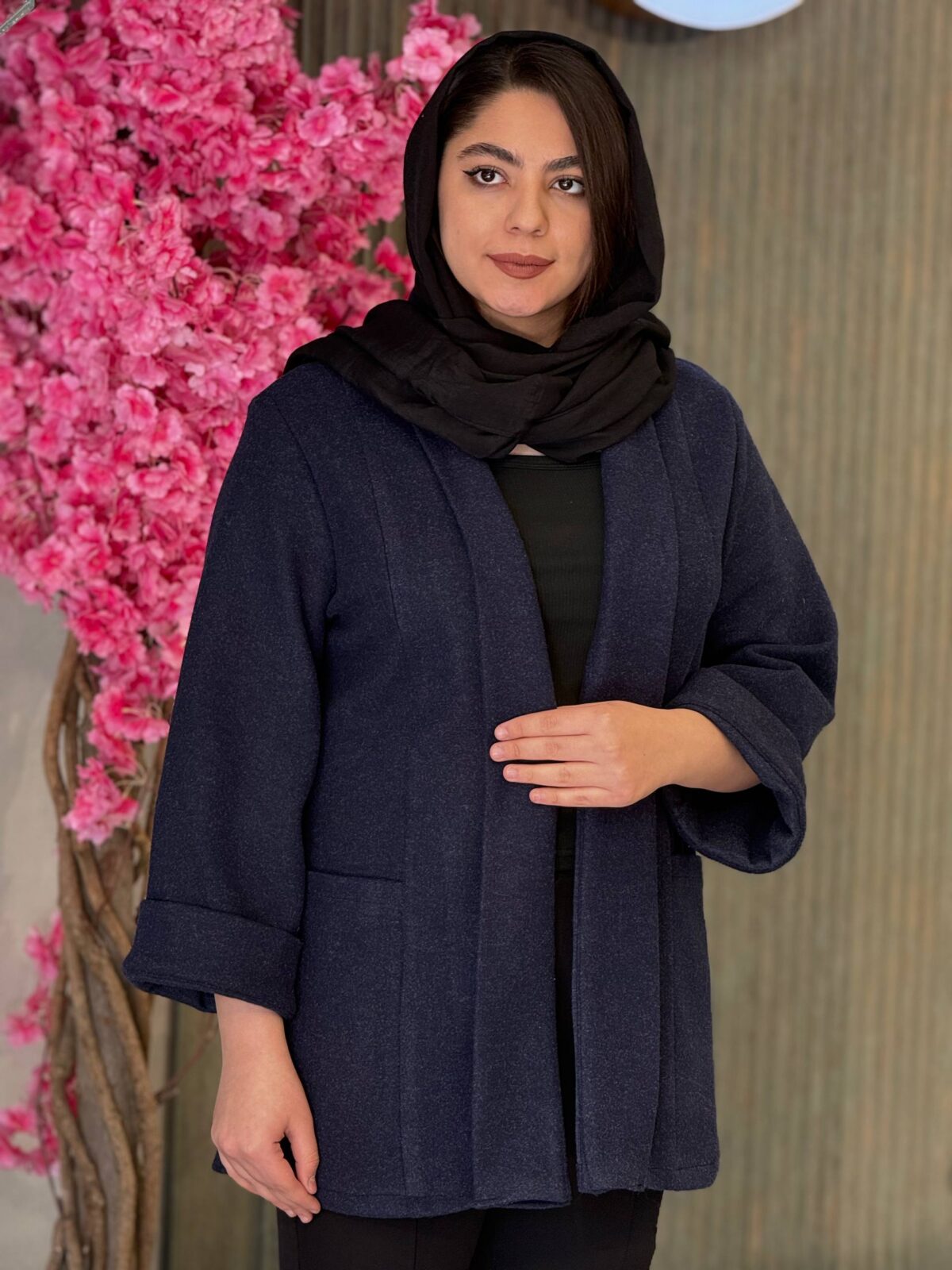 پالتو زنانه مدل فوتر یقه شالی - تصویر 2