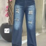 شلوار جین زنانه مدل نیم بگ زاپ دار