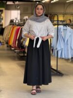 شومیز دامن زنانه مدل همتا راه راه - تصویر 3