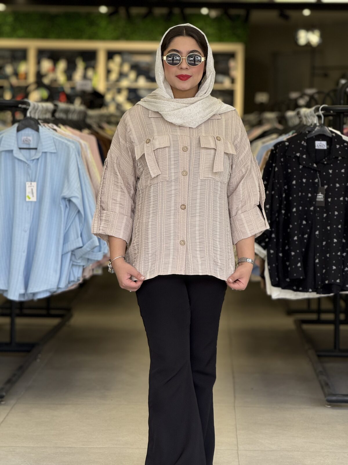 شومیز زنانه مدل جیب بندی کوک دوزی - تصویر 2